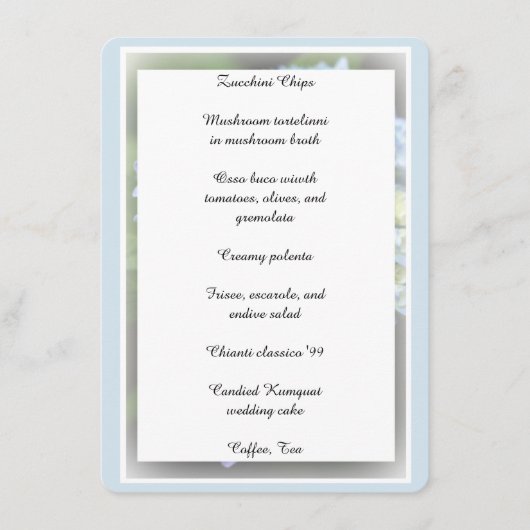 Menu plat du Mariage fiançailles (Devant)