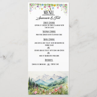 Menu plat élégant Mountain & Fleur sauvage