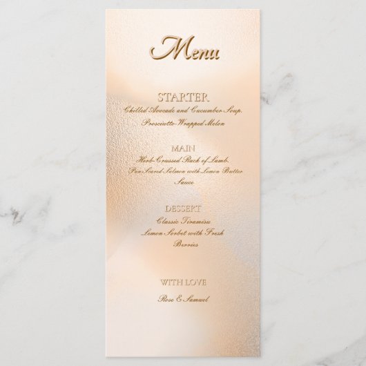 Menu plat élégant Rose Gold (Devant)