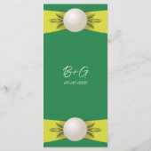 Menu plat Emerald & Yellow Pearl Ribbon Mariage (Dos)