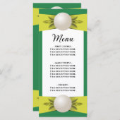 Menu plat Emerald & Yellow Pearl Ribbon Mariage (Devant / Derrière)