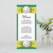 Menu plat Emerald & Yellow Pearl Ribbon Mariage (Debout devant)