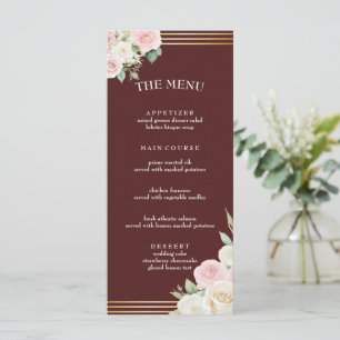 Menu plat Fleurs de Poussées Roses et Blanches