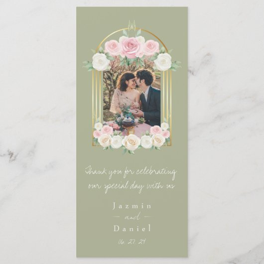 Menu plat Fleurs de Poussées Roses et Blanches (Dos)