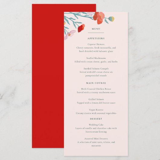 Menu plat Harmonie Florale (Devant / Derrière)