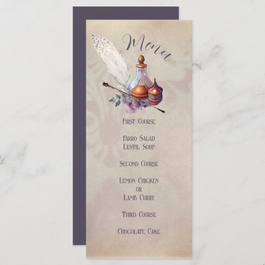 Menu plat Magic Owl Party (Devant / Derrière)