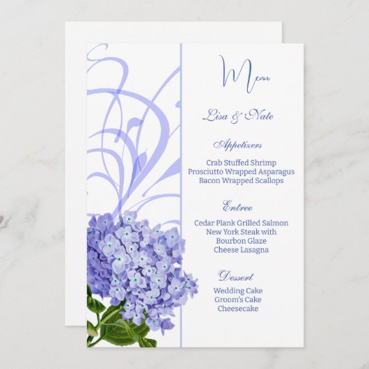 Menu plat mariage (Devant / Derrière)