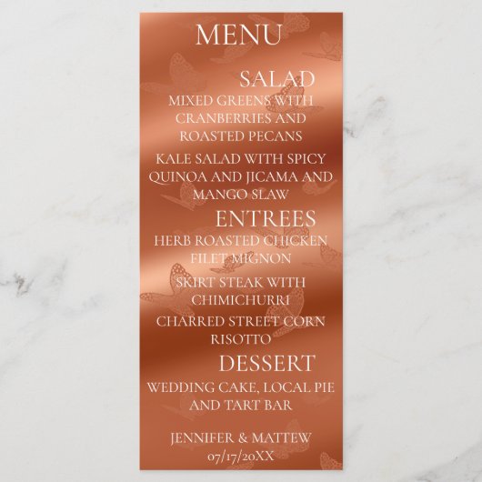 Menu plat Mariage à dentelle Sateen (Devant)