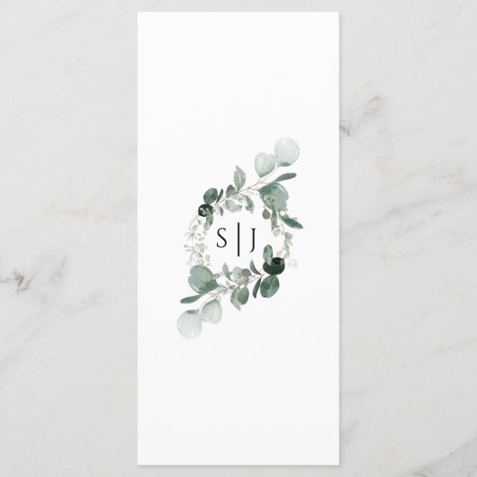 Menu plat Mariage blanc vert moderne (Dos)