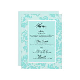 Menu plat mariage damassé turquoise