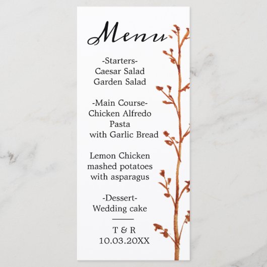 Menu plat mariage de automne (Devant)