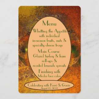 Menu plat Mariage de automne "Luminaires"