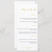 Menu plat Mariage de script or moderne et minimali (Devant / Derrière)