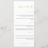 Menu plat Mariage de script or moderne et minimali (Devant)