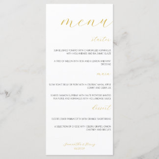 Menu plat Mariage de script or moderne et minimali