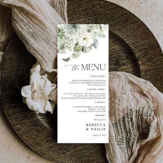 Menu plat Mariage Dusty Sage Green