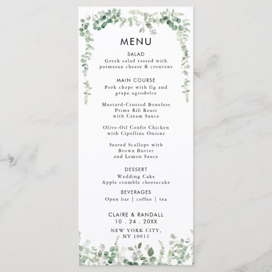 Menu plat Mariage Eucalyptus Spring (Devant)