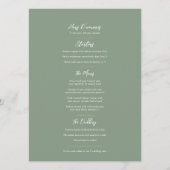 Menu plat mariage fleur sauvage aquarelle verte (Dos)