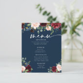 Menu plat Mariage floral Blush de la marine bordea (Debout devant)