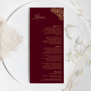 Menu Plat Mariage Floral Or Bourgogne