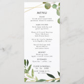Menu plat Mariage Gold Geometry Green Eucalyptus (Devant)