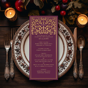 Menu plat Mariage Mauve Royal Medieval Sword