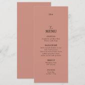 Menu plat mariage minimaliste moderne. (Devant / Derrière)