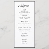 Menu plat mariage minimaliste moderne. (Devant)