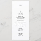 Menu plat mariage minimaliste moderne. (Devant)