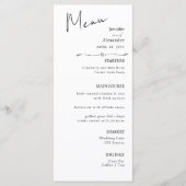 Menu plat mariage minimaliste moderne. (Devant)