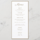Menu plat mariage minimaliste moderne. (Devant)