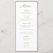 Menu plat mariage minimaliste moderne. (Devant)