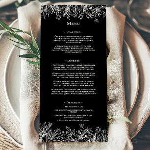 Menu Plat Mariage noir et blanc