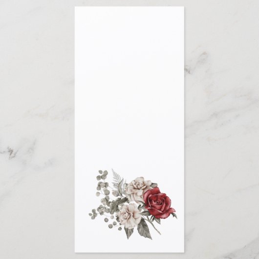 Menu Plat Mariage Romantique Bourgogne (Dos)