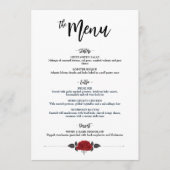 Menu plat Mariage Roses rouges romantiques interco (Devant)