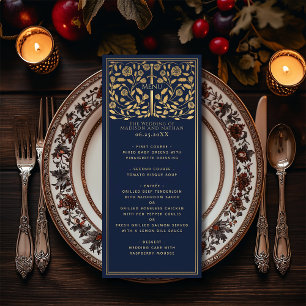 Menu Plat Mariage Royal Médiéval Bleu
