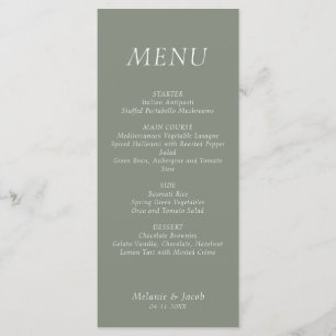Menu plat Mariage vert
