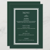 Menu plat mariage vert émeraude (Devant / Derrière)