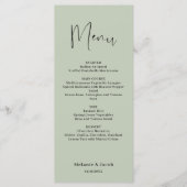 Menu plat Mariage vert Sage (Devant)