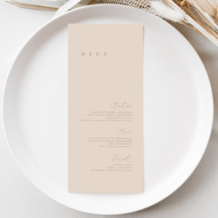 Menu plat minimaliste Mariage rose pâle