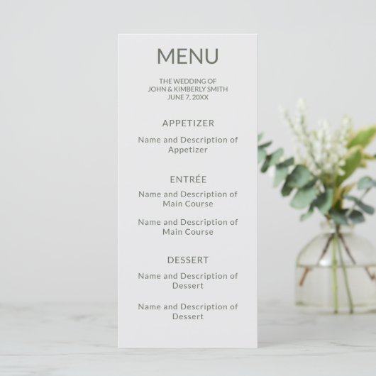 Menu plat Monogramme Mariage Swan (Debout devant)