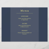 Menu plat personnalisé Or Bleu (Devant)
