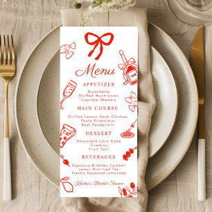 Menu plat pour Baby Shower italien Rouge & Blanc