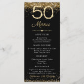 Menu plat pour dîner d'anniversaire 50 ans Gold Di (Devant)
