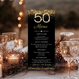 Menu plat pour dîner d'anniversaire 50 ans Gold Di