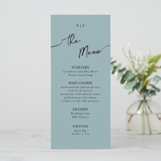 Menu plat pour Mariage Boho. (Debout devant)