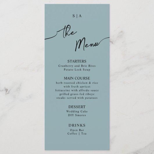Menu plat pour Mariage Boho. (Devant)