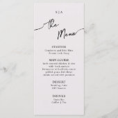 Menu plat pour Mariage Boho. (Devant)