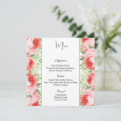 Menu Plat Roses Rose Cartes (Debout devant)