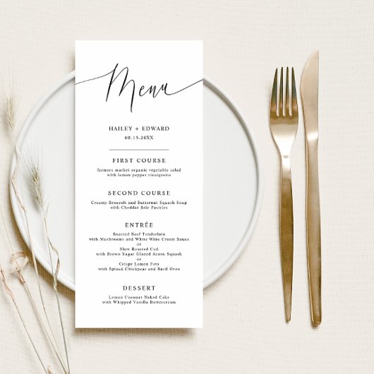 Menu Plat Script Mariage minimal